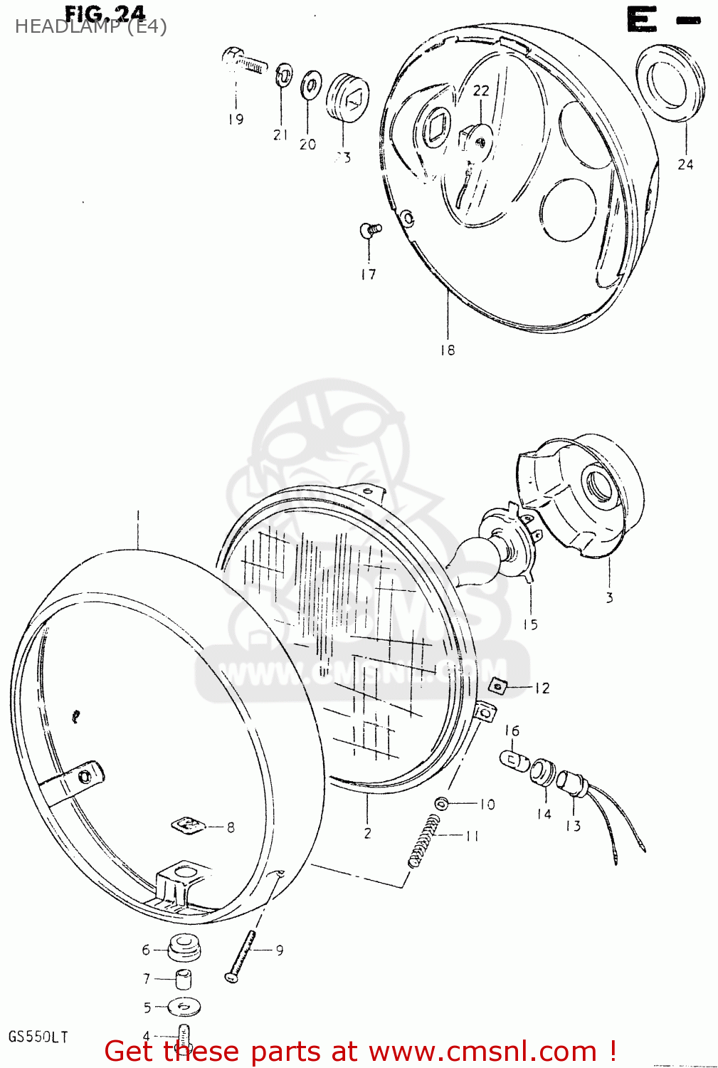 HEADLAMP (E4) GS550L 1980 (T) (E01 E02 E04 E21 E22 E24 E25 E26 E34 E39)