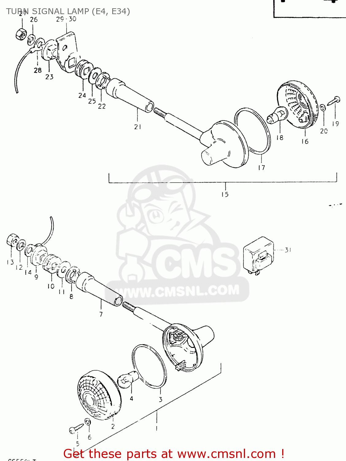 TURN SIGNAL LAMP (E4, E34) GS550L 1980 (T) (E01 E02 E04 E21 E22 E24 E25 E26 E34 E39)