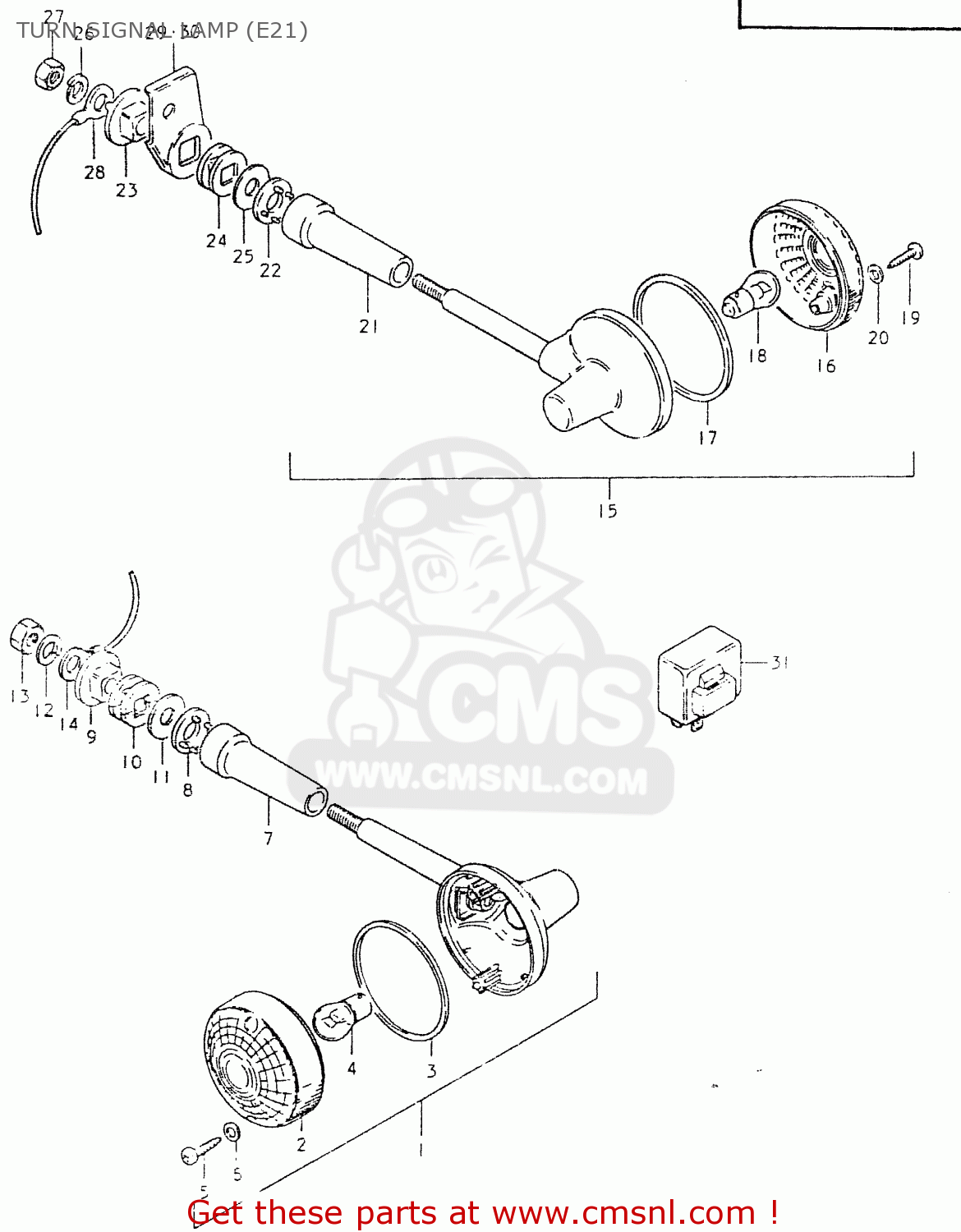 TURN SIGNAL LAMP (E21) GS550L 1980 (T) (E01 E02 E04 E21 E22 E24 E25 E26 E34 E39)