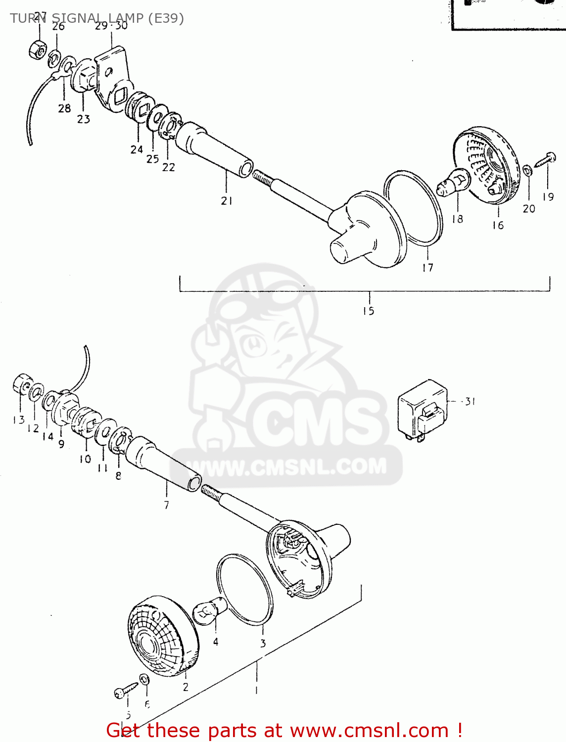 TURN SIGNAL LAMP (E39) GS550L 1980 (T) (E01 E02 E04 E21 E22 E24 E25 E26 E34 E39)