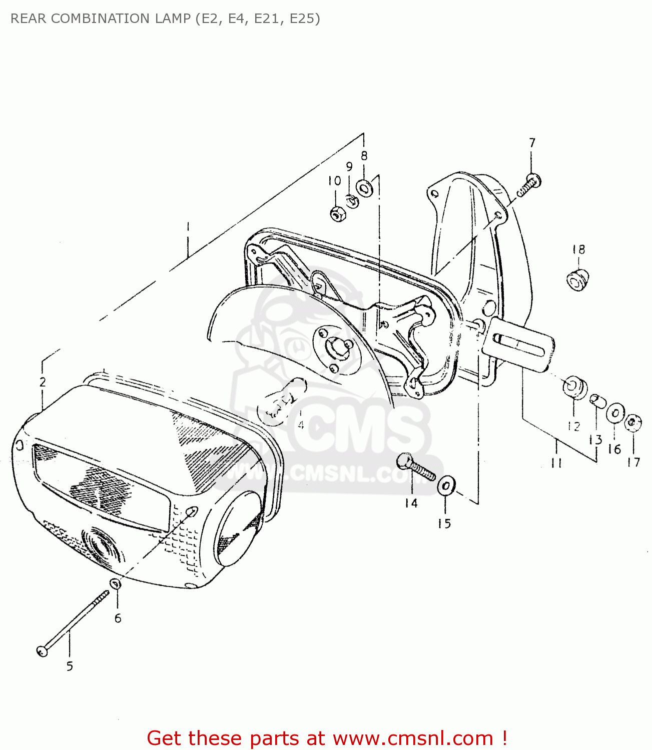 REAR COMBINATION LAMP (E2, E4, E21, E25) GS550L 1980 (T) (E01 E02 E04 E21 E22 E24 E25 E26 E34 E39)