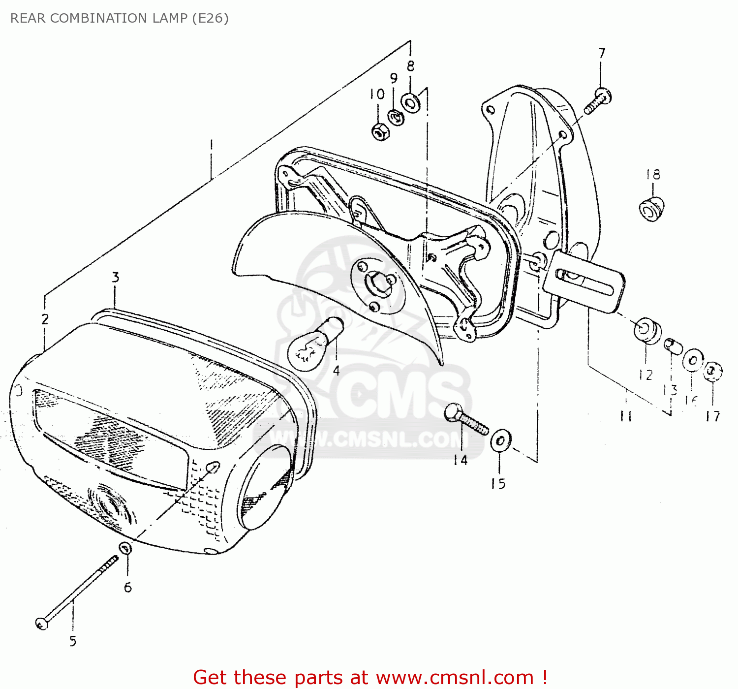 REAR COMBINATION LAMP (E26) GS550L 1980 (T) (E01 E02 E04 E21 E22 E24 E25 E26 E34 E39)