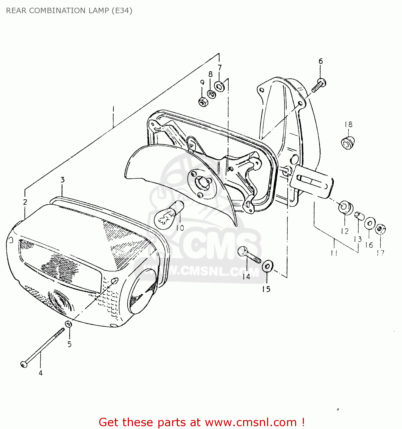 REAR COMBINATION LAMP (E34) GS550L 1980 (T) (E01 E02 E04 E21 E22 E24 E25 E26 E34 E39)