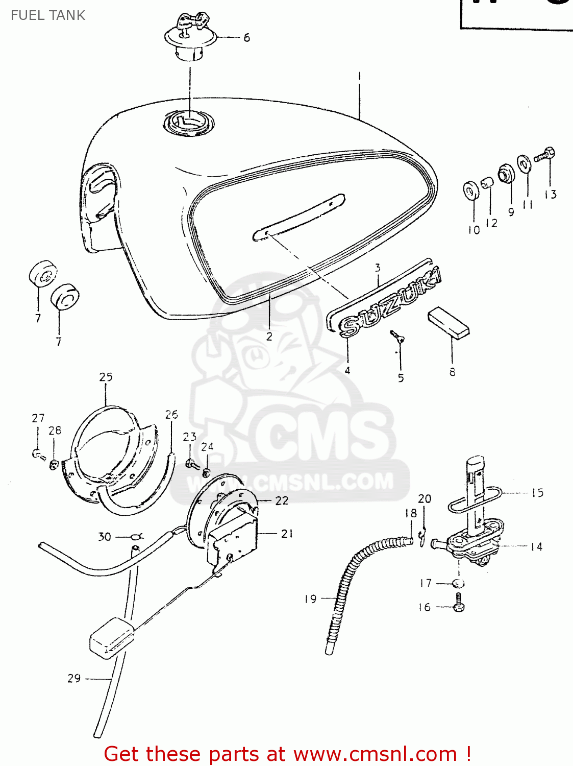 FUEL TANK GS550L 1980 (T) (E01 E02 E04 E21 E22 E24 E25 E26 E34 E39)