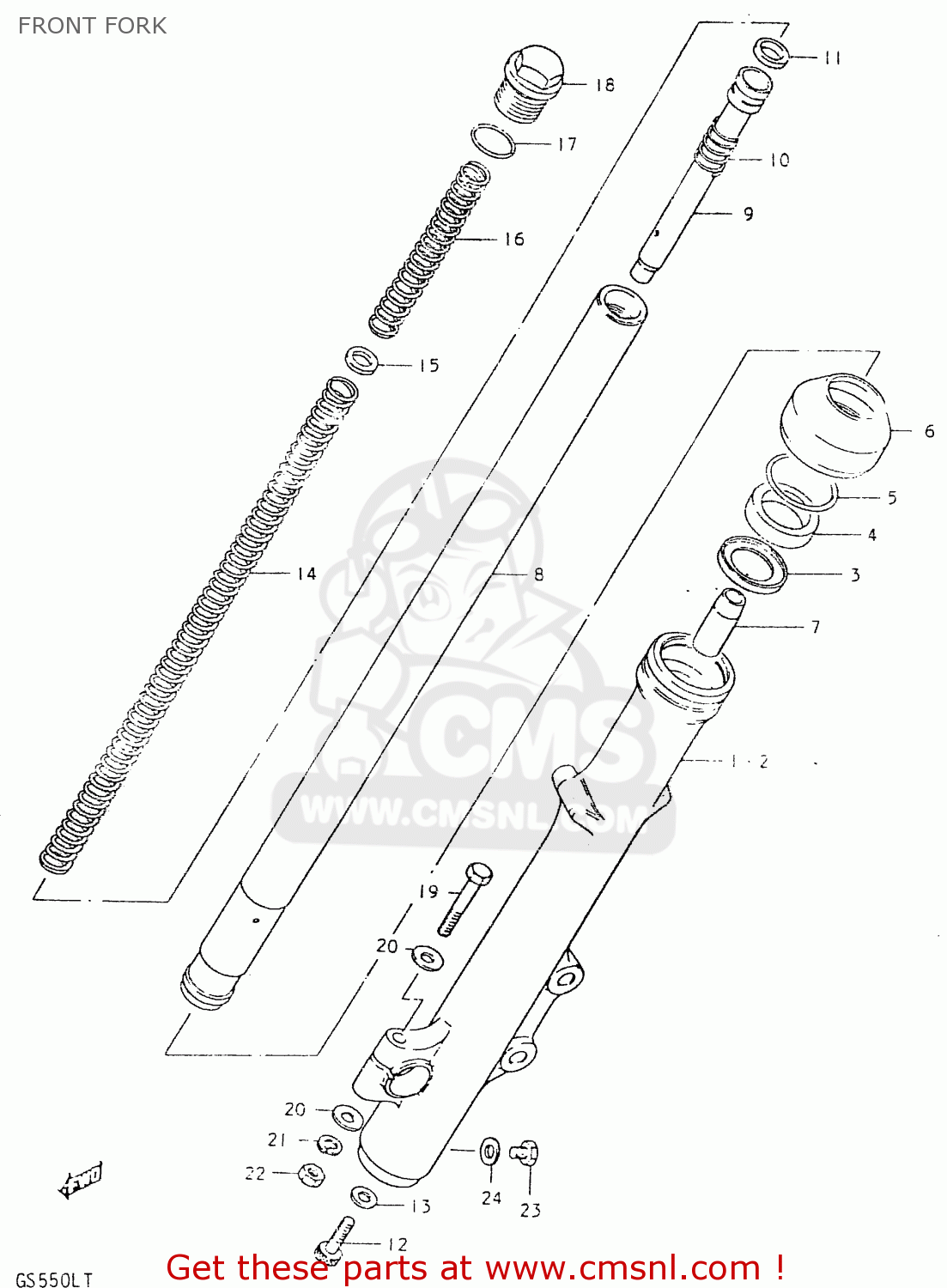FRONT FORK GS550L 1980 (T) (E01 E02 E04 E21 E22 E24 E25 E26 E34 E39)
