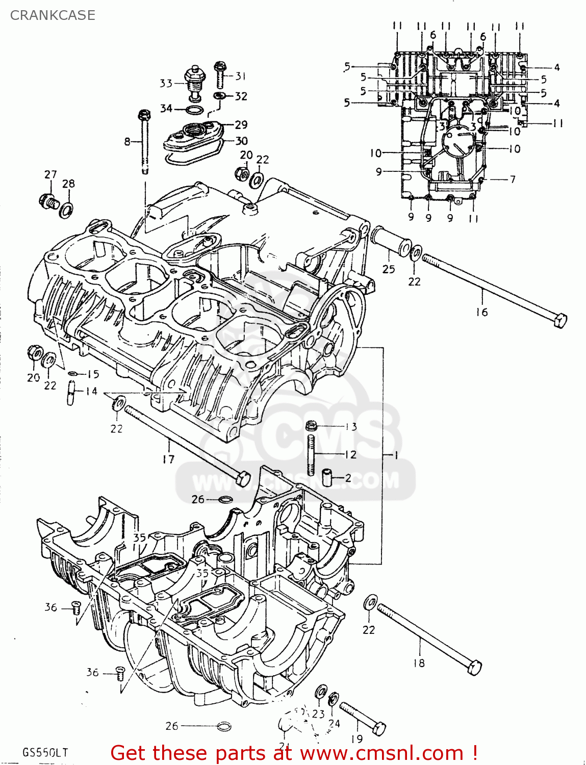 CRANKCASE GS550L 1980 (T) (E01 E02 E04 E21 E22 E24 E25 E26 E34 E39)