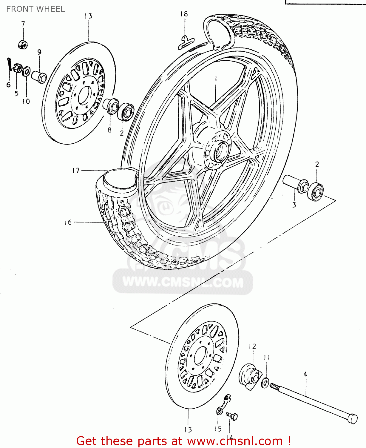 FRONT WHEEL GS550L 1980 (T) (E01 E02 E04 E21 E22 E24 E25 E26 E34 E39)