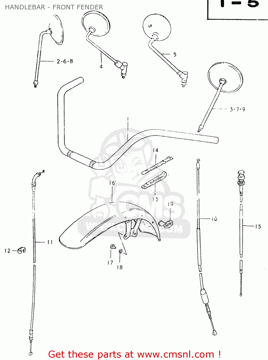 HANDLEBAR - FRONT FENDER GS550L 1980 (T) (E01 E02 E04 E21 E22 E24 E25 E26 E34 E39)