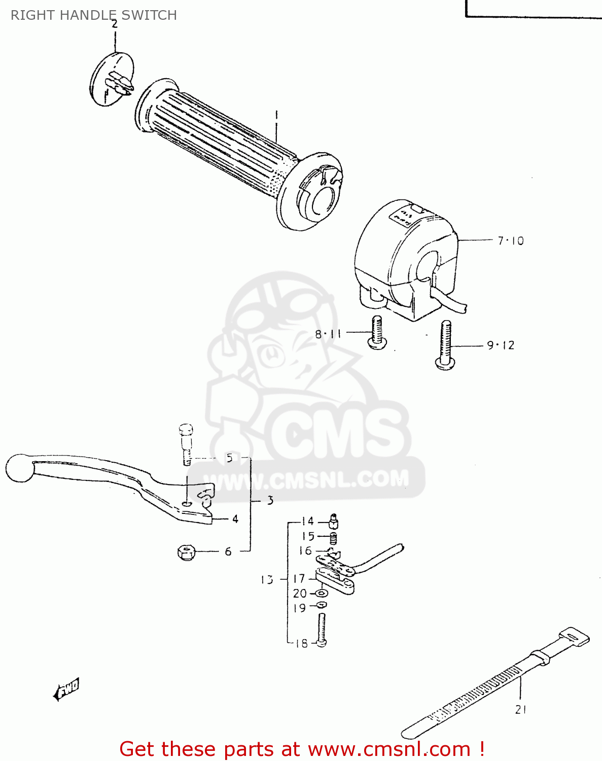 RIGHT HANDLE SWITCH GS550L 1980 (T) (E01 E02 E04 E21 E22 E24 E25 E26 E34 E39)