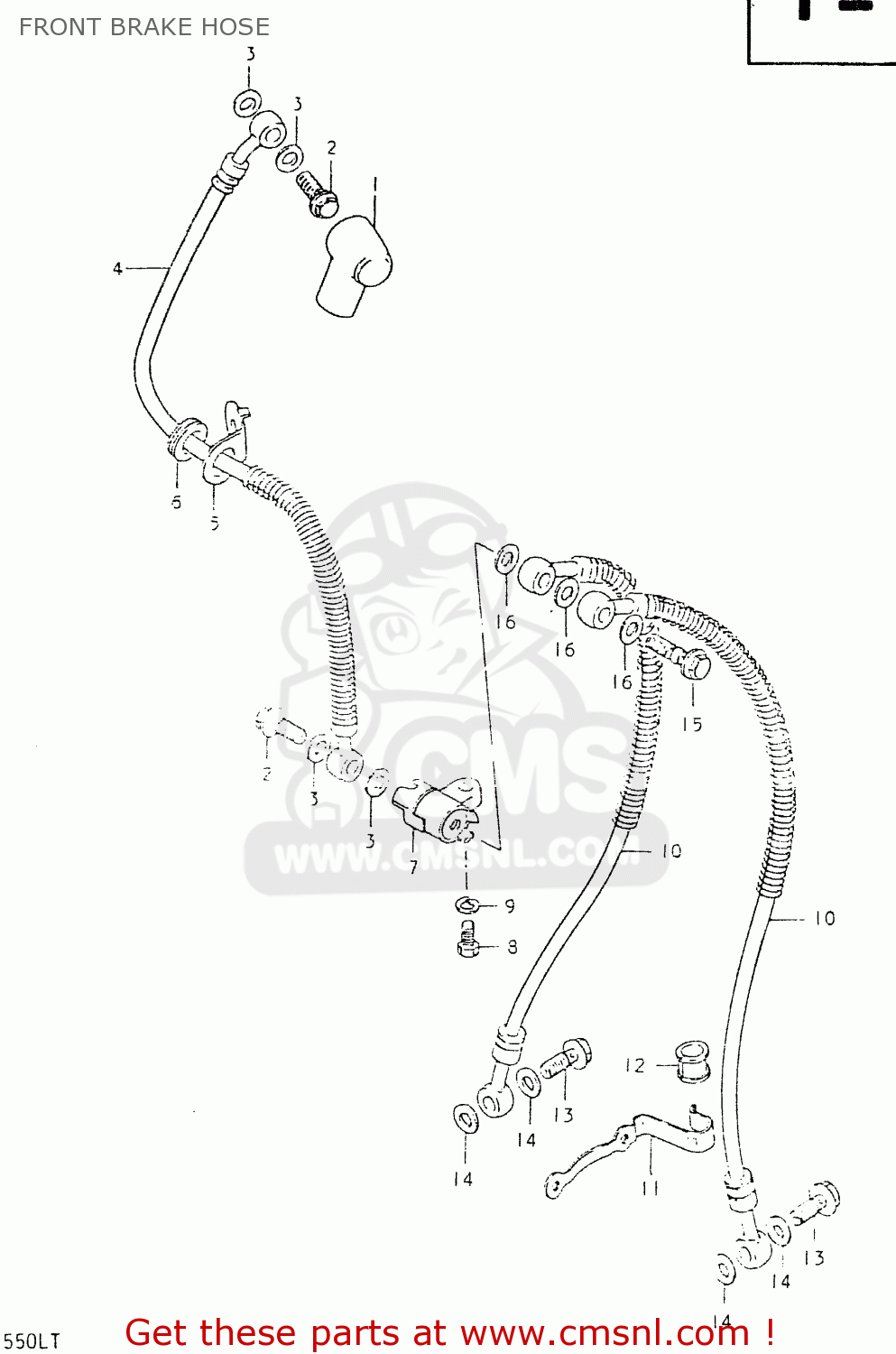 FRONT BRAKE HOSE GS550L 1980 (T) (E01 E02 E04 E21 E22 E24 E25 E26 E34 E39)