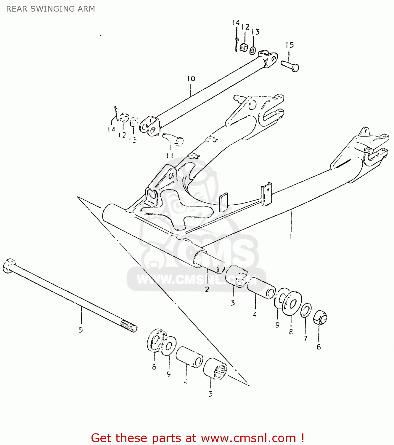 REAR SWINGING ARM GS550L 1980 (T) (E01 E02 E04 E21 E22 E24 E25 E26 E34 E39)