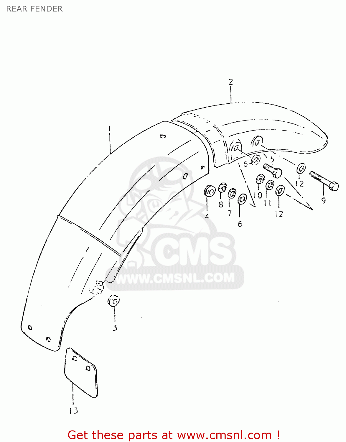 REAR FENDER GS550L 1980 (T) (E01 E02 E04 E21 E22 E24 E25 E26 E34 E39)
