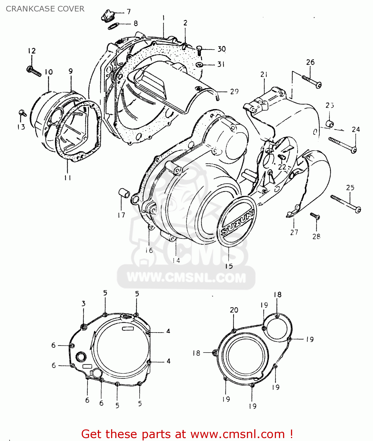 CRANKCASE COVER GS550L 1980 (T) (E01 E02 E04 E21 E22 E24 E25 E26 E34 E39)