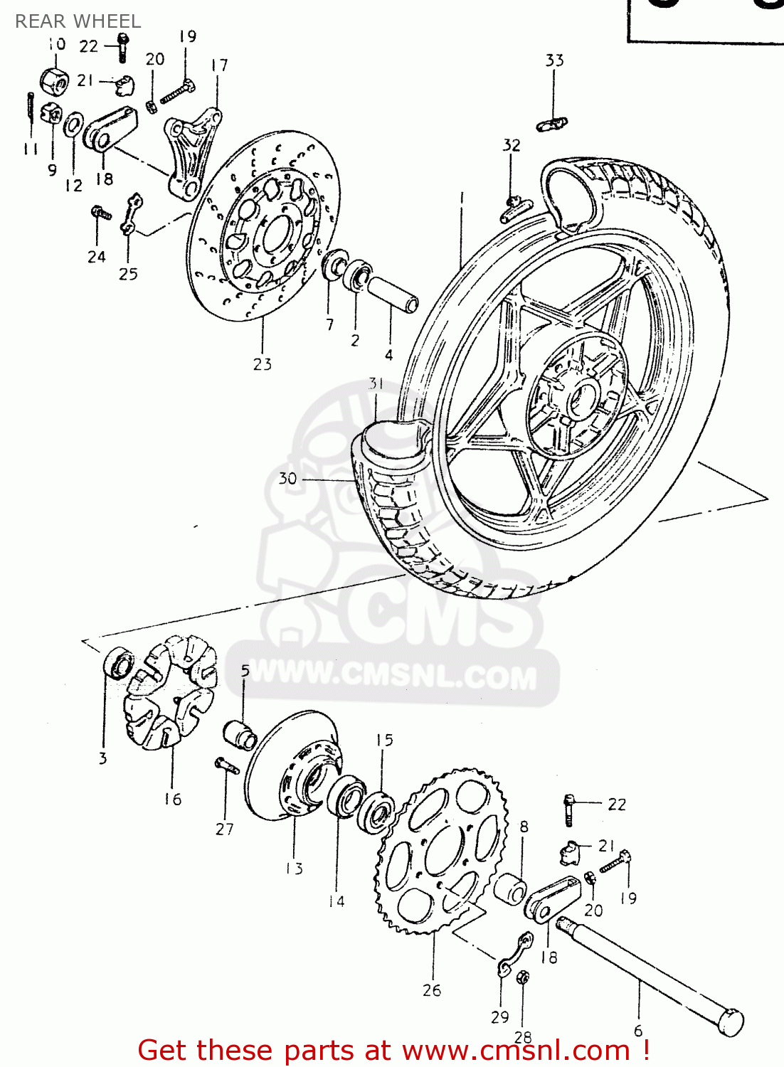 REAR WHEEL GS550L 1980 (T) (E01 E02 E04 E21 E22 E24 E25 E26 E34 E39)