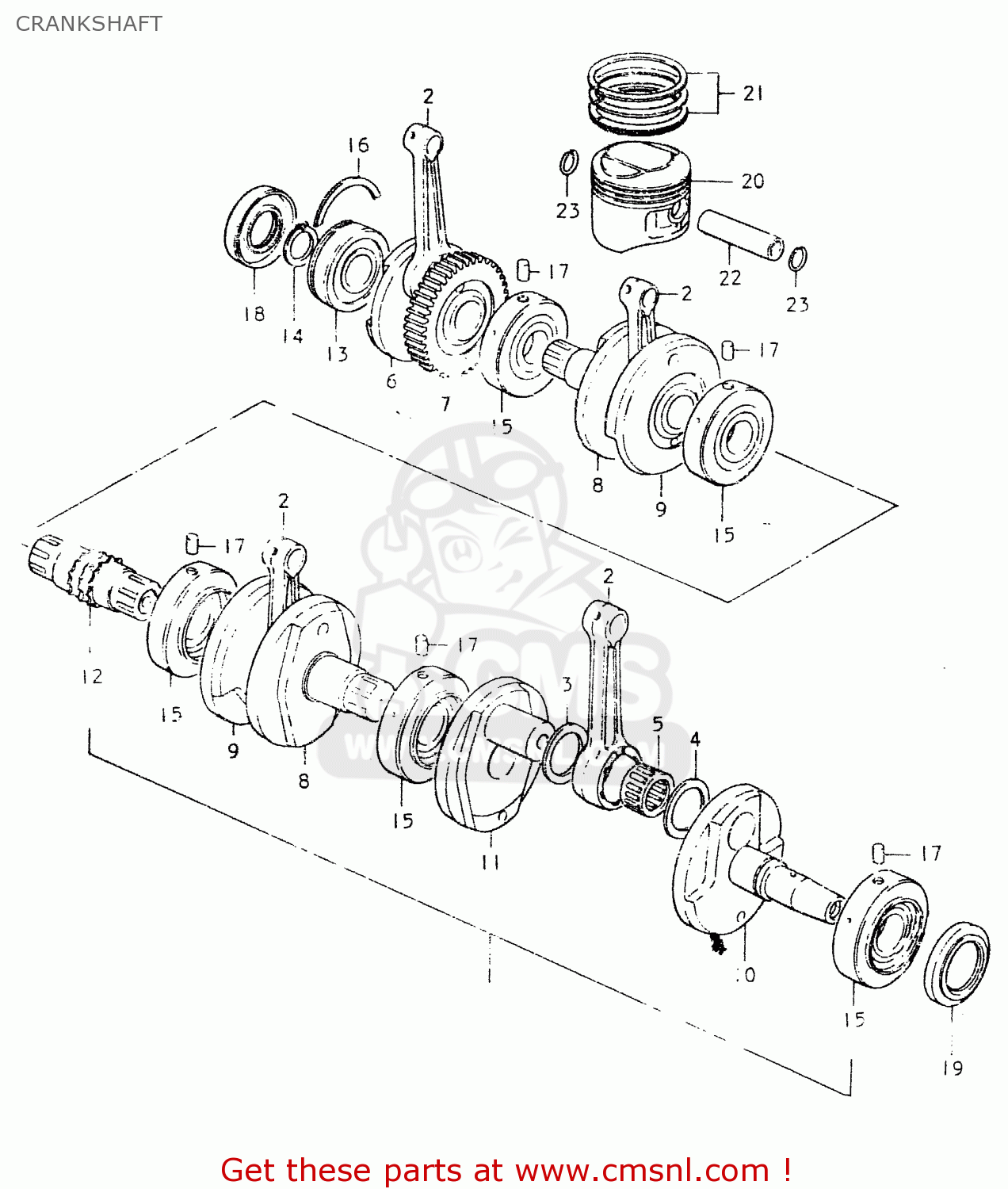 CRANKSHAFT GS550L 1980 (T) (E01 E02 E04 E21 E22 E24 E25 E26 E34 E39)