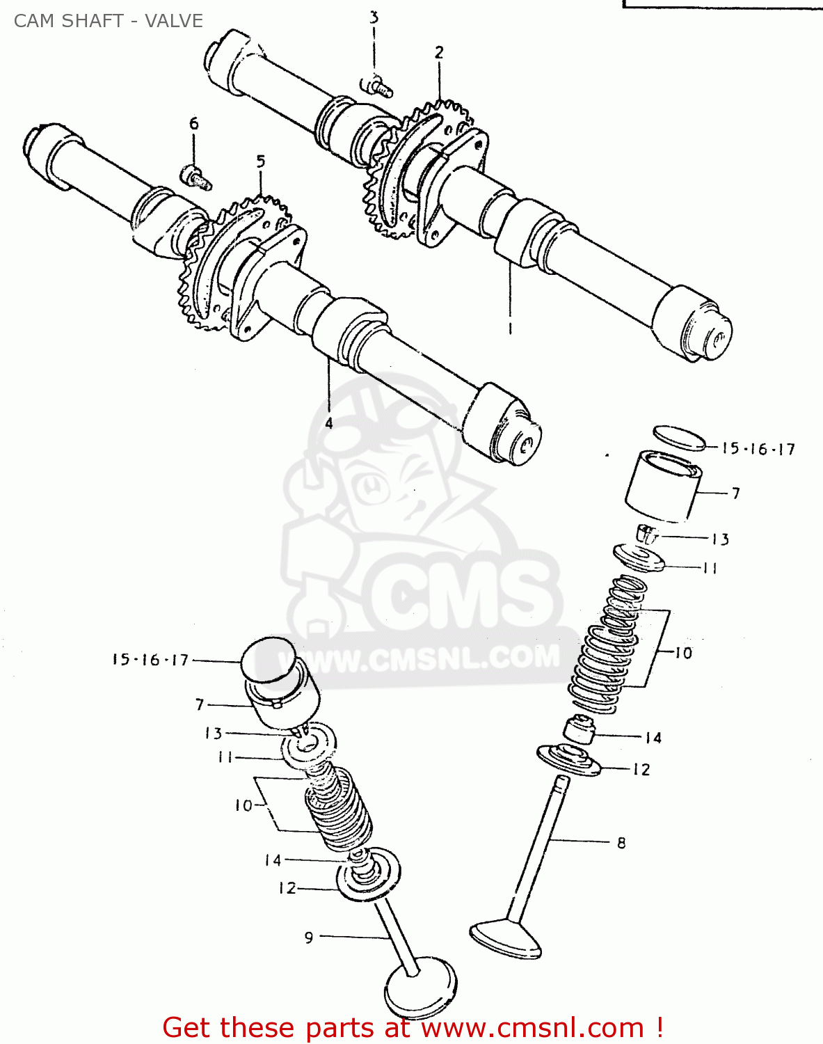 CAM SHAFT - VALVE GS550L 1980 (T) (E01 E02 E04 E21 E22 E24 E25 E26 E34 E39)