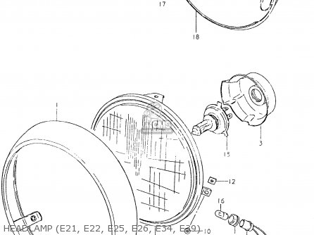 HEADLAMP (E21, E22, E25, E26, E34, E39) - GS550L 1980 (T) (E01 E02 E04 E21 E22 E24 E25 E26 E34 E39)