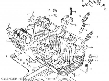 CYLINDER HEAD - GS550L 1980 (T) (E01 E02 E04 E21 E22 E24 E25 E26 E34 E39)