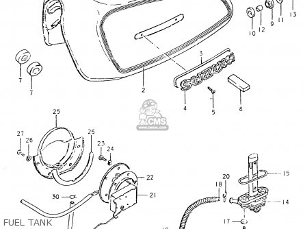 FUEL TANK - GS550L 1980 (T) (E01 E02 E04 E21 E22 E24 E25 E26 E34 E39)