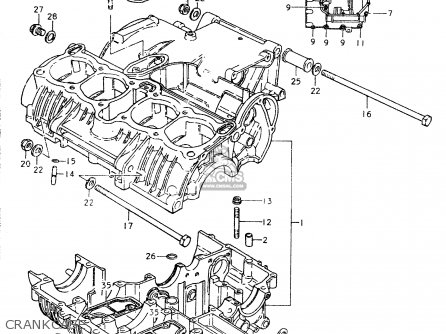 CRANKCASE - GS550L 1980 (T) (E01 E02 E04 E21 E22 E24 E25 E26 E34 E39)