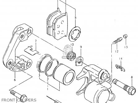 FRONT CALIPERS - GS550L 1980 (T) (E01 E02 E04 E21 E22 E24 E25 E26 E34 E39)