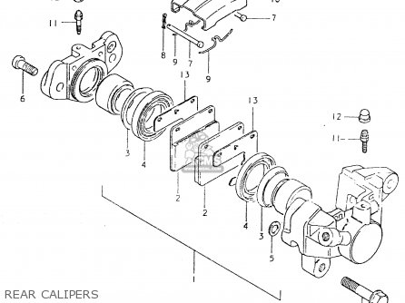 REAR CALIPERS - GS550L 1980 (T) (E01 E02 E04 E21 E22 E24 E25 E26 E34 E39)