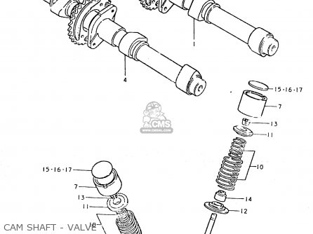 CAM SHAFT - VALVE - GS550L 1980 (T) (E01 E02 E04 E21 E22 E24 E25 E26 E34 E39)