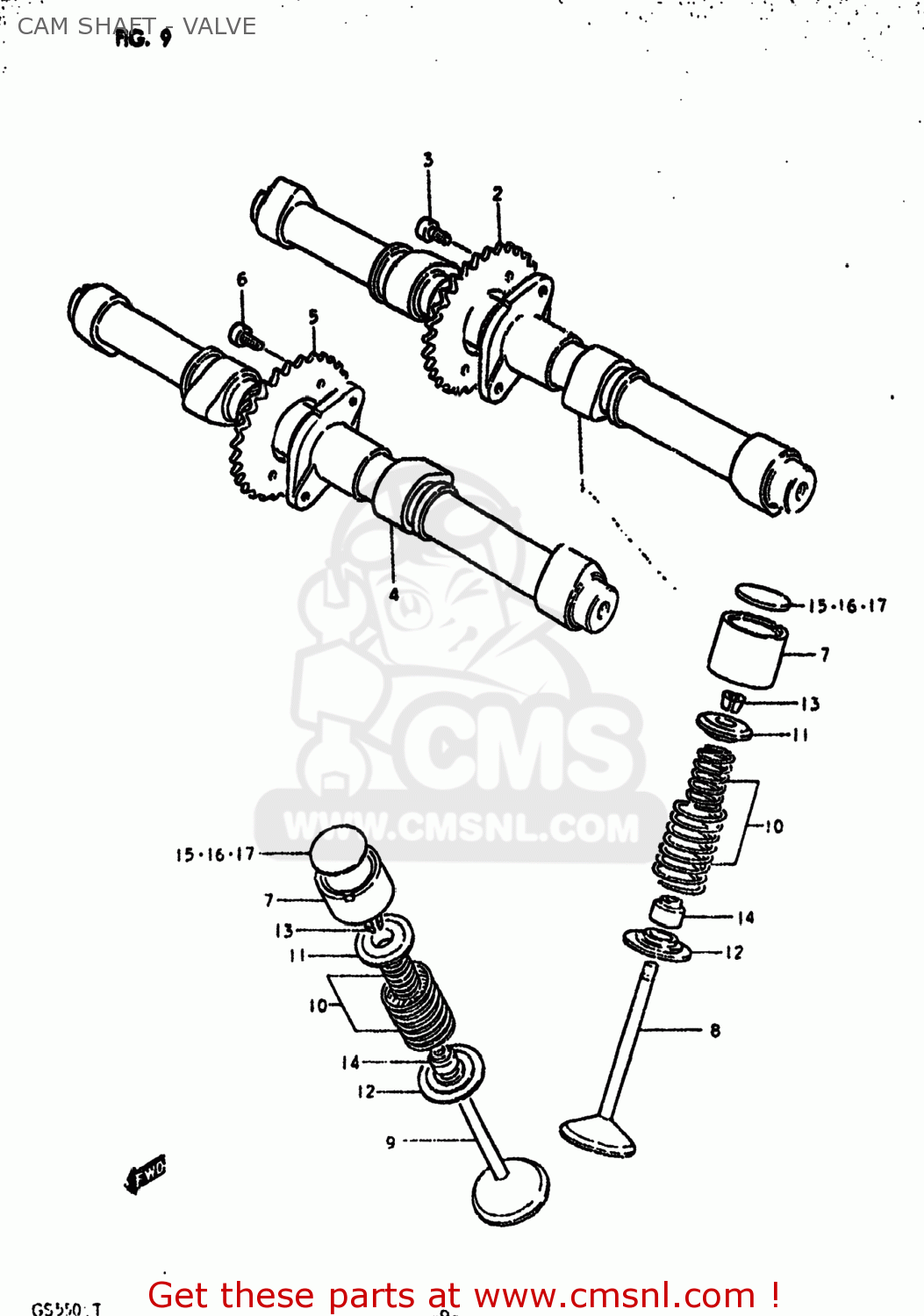 CAM SHAFT - VALVE GS550L 1980 (T) USA (E03)