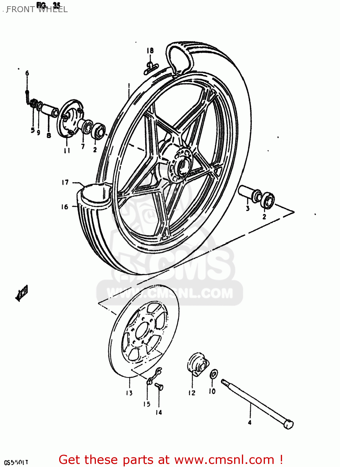 FRONT WHEEL GS550L 1980 (T) USA (E03)