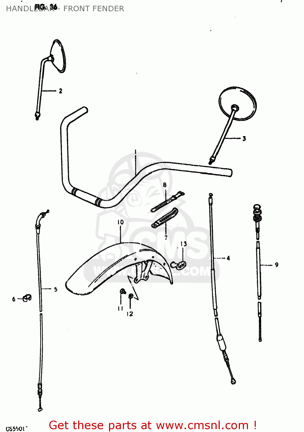 HANDLEBAR - FRONT FENDER GS550L 1980 (T) USA (E03)