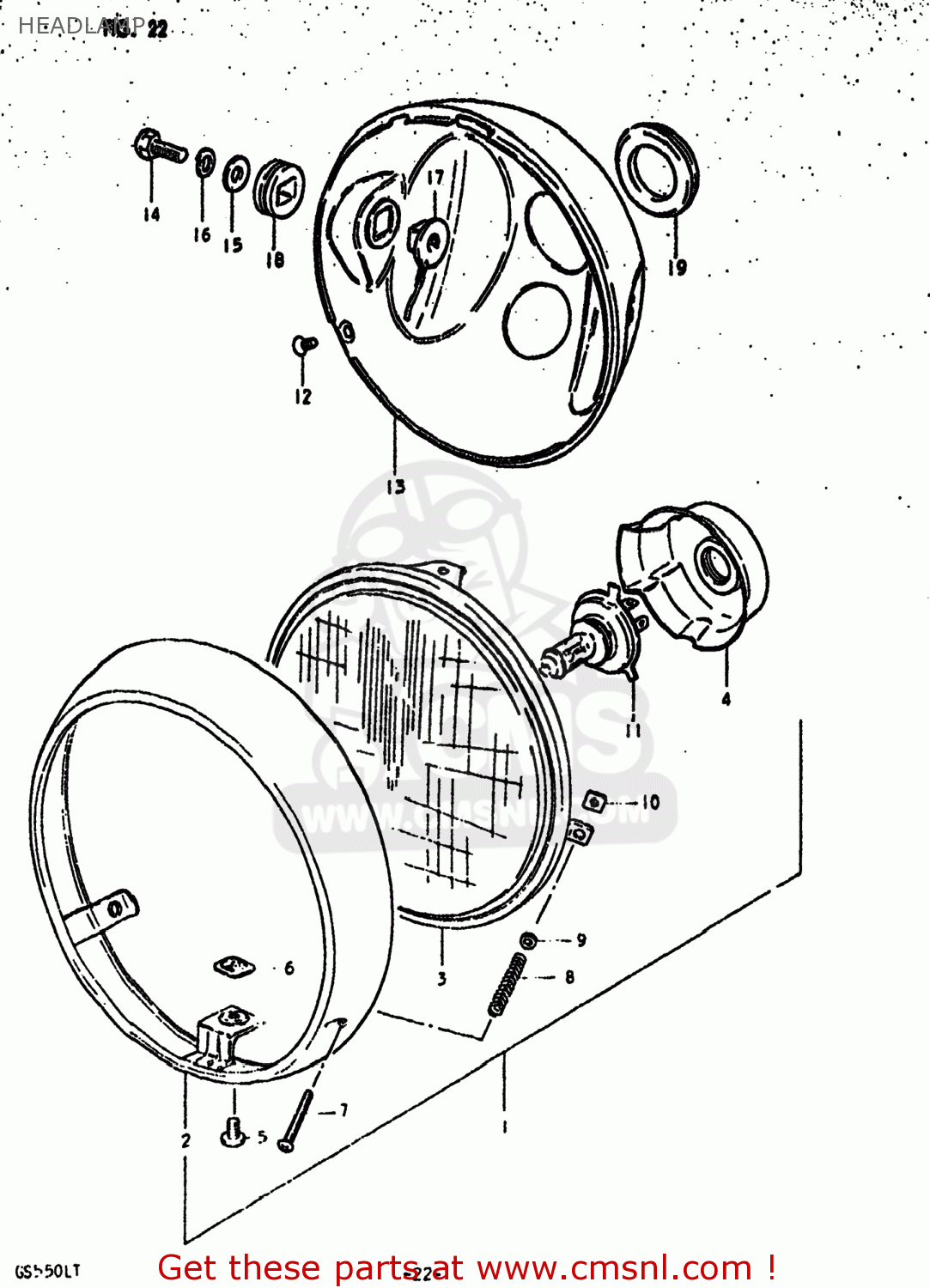 HEADLAMP GS550L 1980 (T) USA (E03)