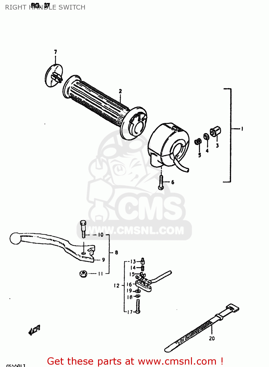 RIGHT HANDLE SWITCH GS550L 1980 (T) USA (E03)