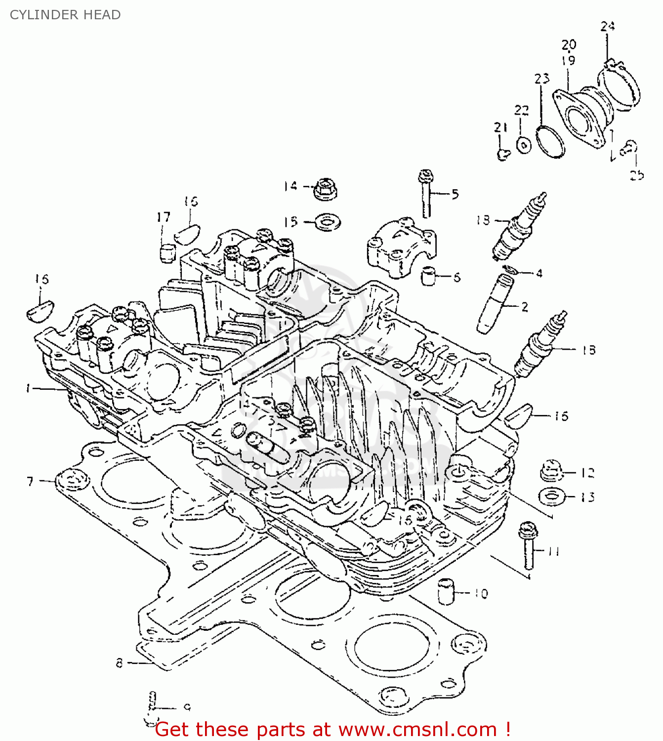 CYLINDER HEAD GS550L 1981 (X) (E01 E02 E04 E21 E22 E24 E25 E26 E34 E39)