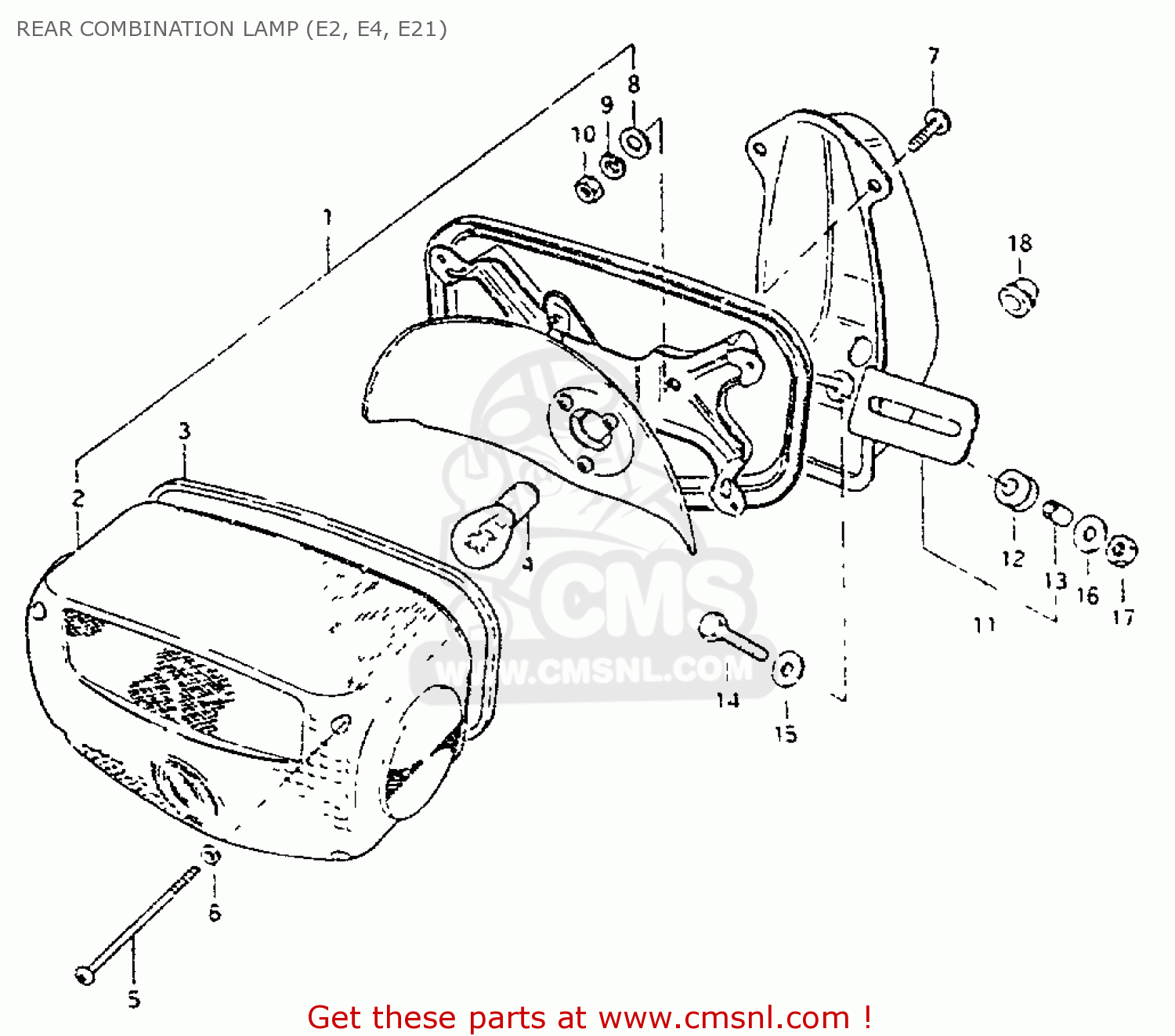 REAR COMBINATION LAMP (E2, E4, E21) GS550L 1981 (X) (E01 E02 E04 E21 E22 E24 E25 E26 E34 E39)
