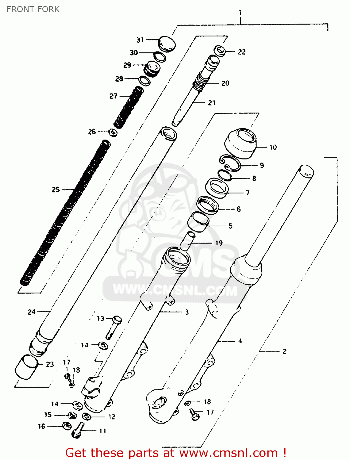 FRONT FORK GS550L 1981 (X) (E01 E02 E04 E21 E22 E24 E25 E26 E34 E39)