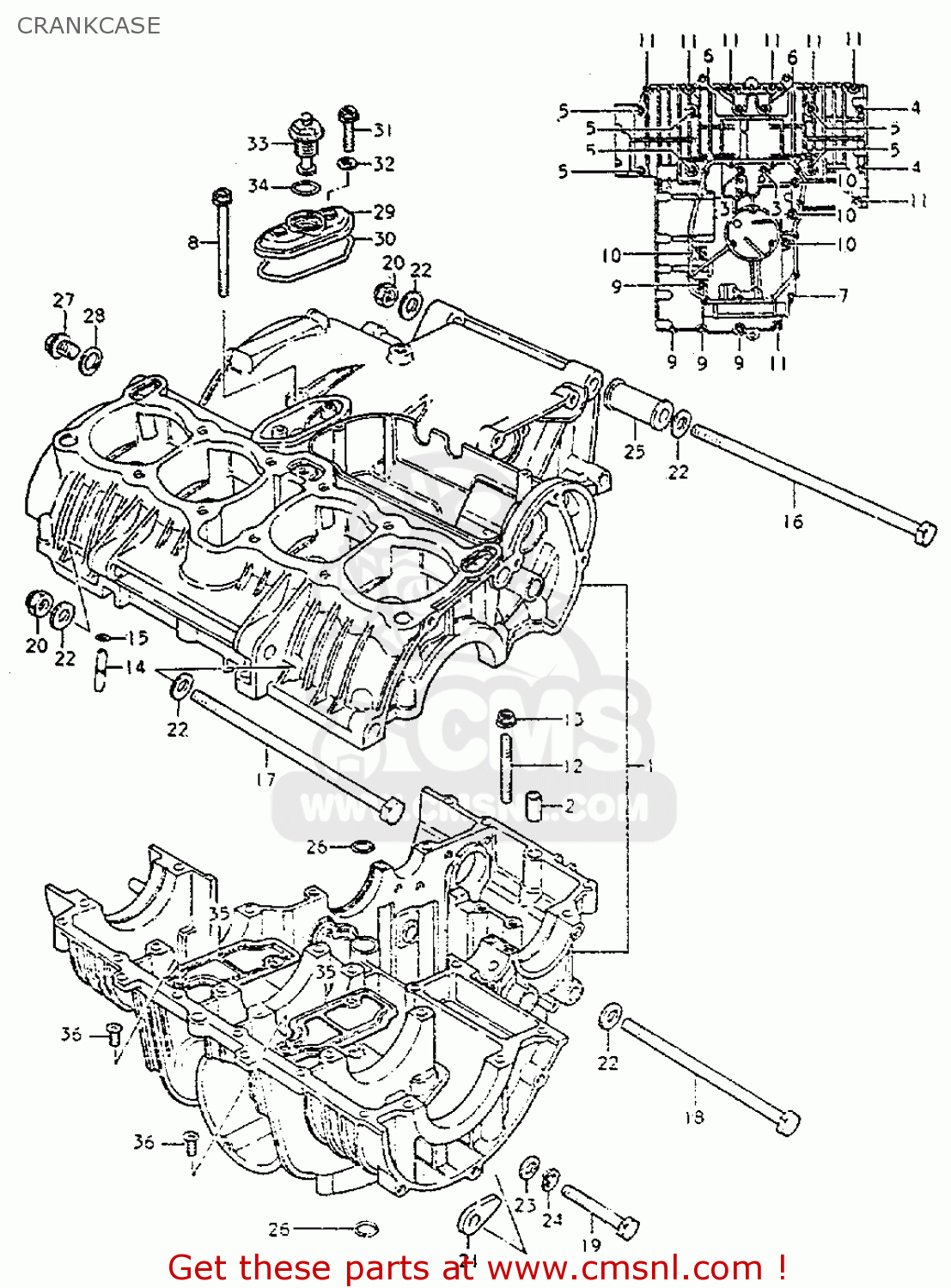 CRANKCASE GS550L 1981 (X) (E01 E02 E04 E21 E22 E24 E25 E26 E34 E39)