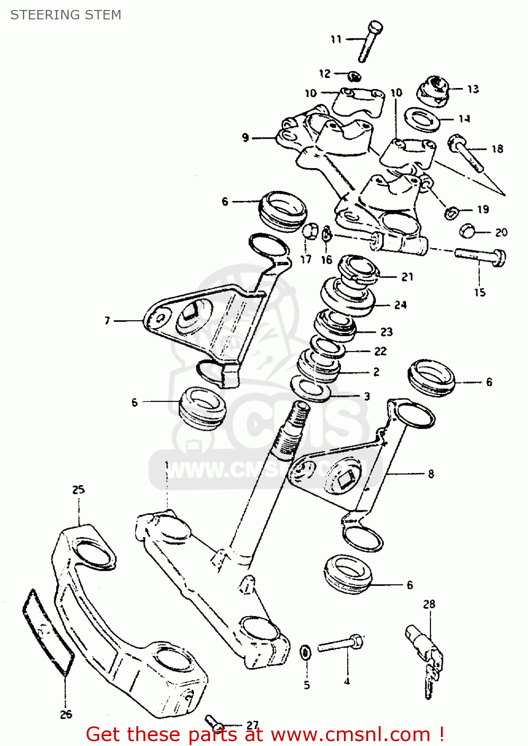 STEERING STEM GS550L 1981 (X) (E01 E02 E04 E21 E22 E24 E25 E26 E34 E39)