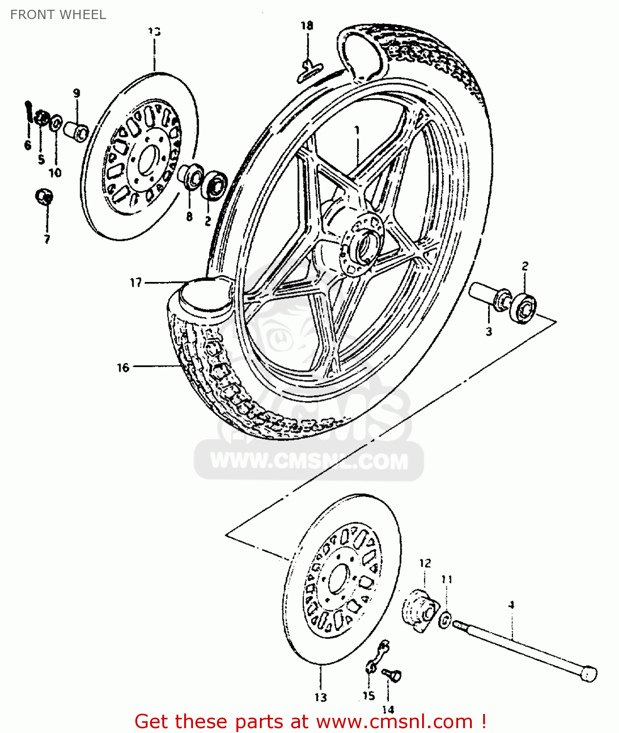 FRONT WHEEL GS550L 1981 (X) (E01 E02 E04 E21 E22 E24 E25 E26 E34 E39)
