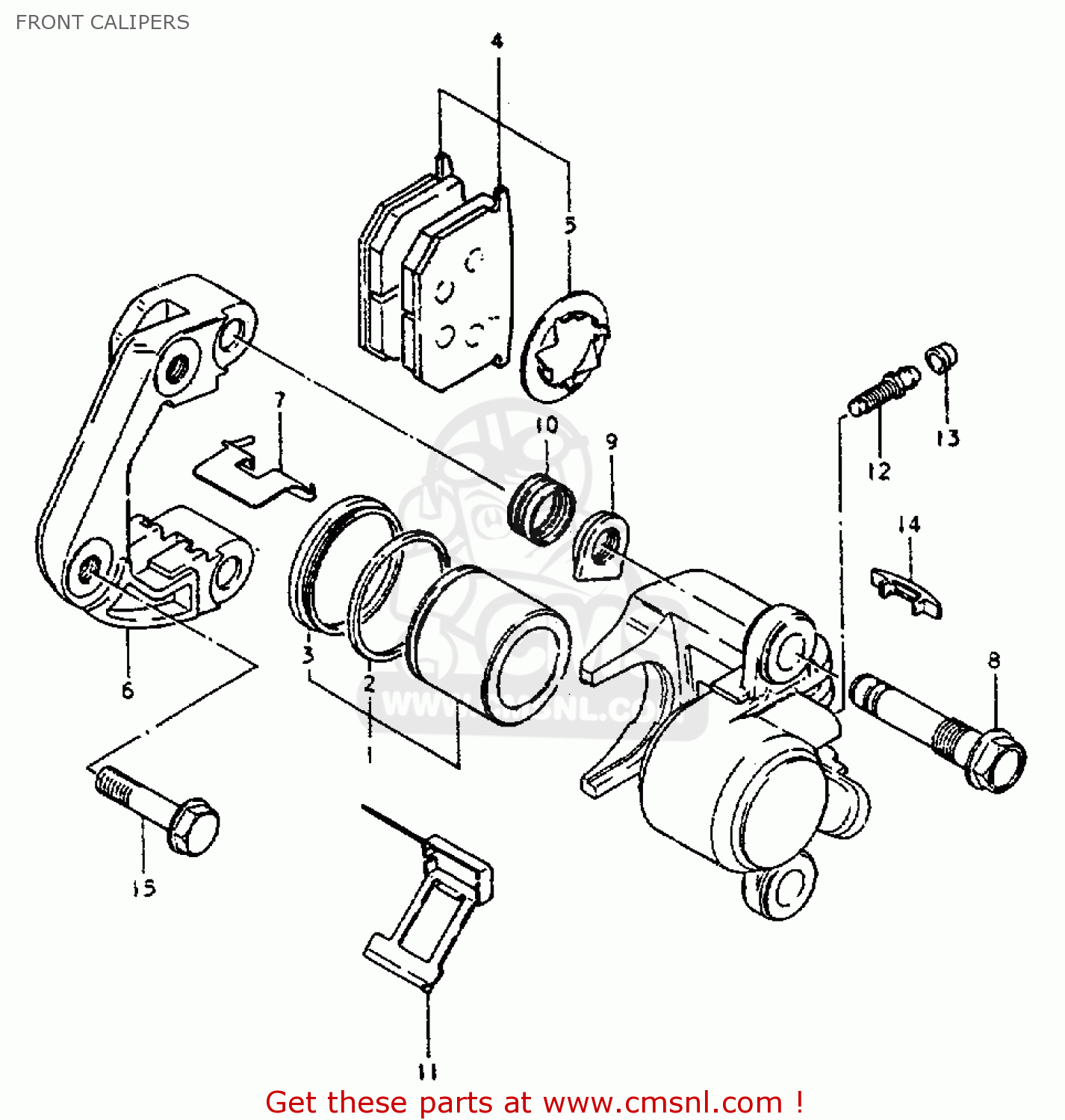 FRONT CALIPERS GS550L 1981 (X) (E01 E02 E04 E21 E22 E24 E25 E26 E34 E39)