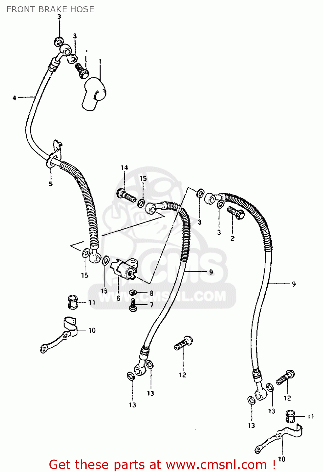 FRONT BRAKE HOSE GS550L 1981 (X) (E01 E02 E04 E21 E22 E24 E25 E26 E34 E39)