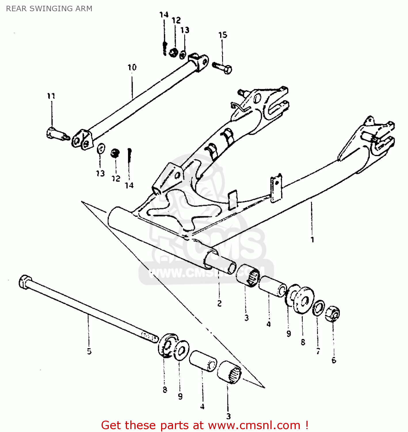 REAR SWINGING ARM GS550L 1981 (X) (E01 E02 E04 E21 E22 E24 E25 E26 E34 E39)