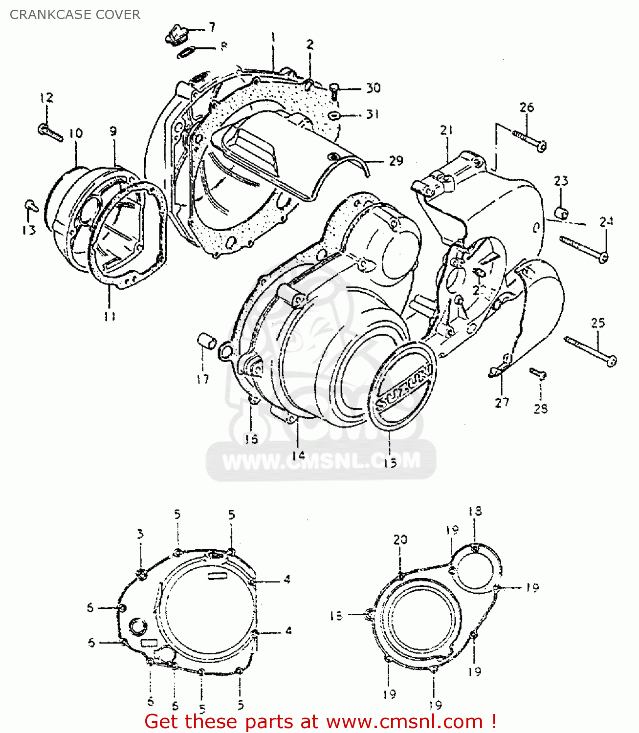 CRANKCASE COVER GS550L 1981 (X) (E01 E02 E04 E21 E22 E24 E25 E26 E34 E39)