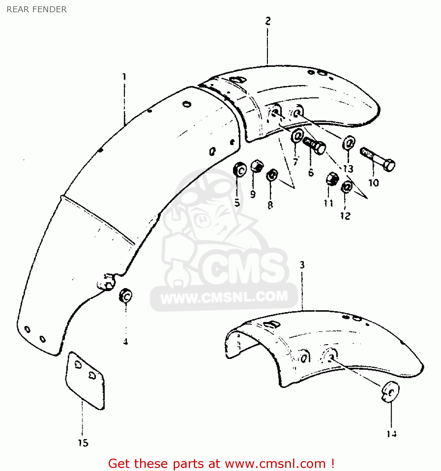 REAR FENDER GS550L 1981 (X) (E01 E02 E04 E21 E22 E24 E25 E26 E34 E39)