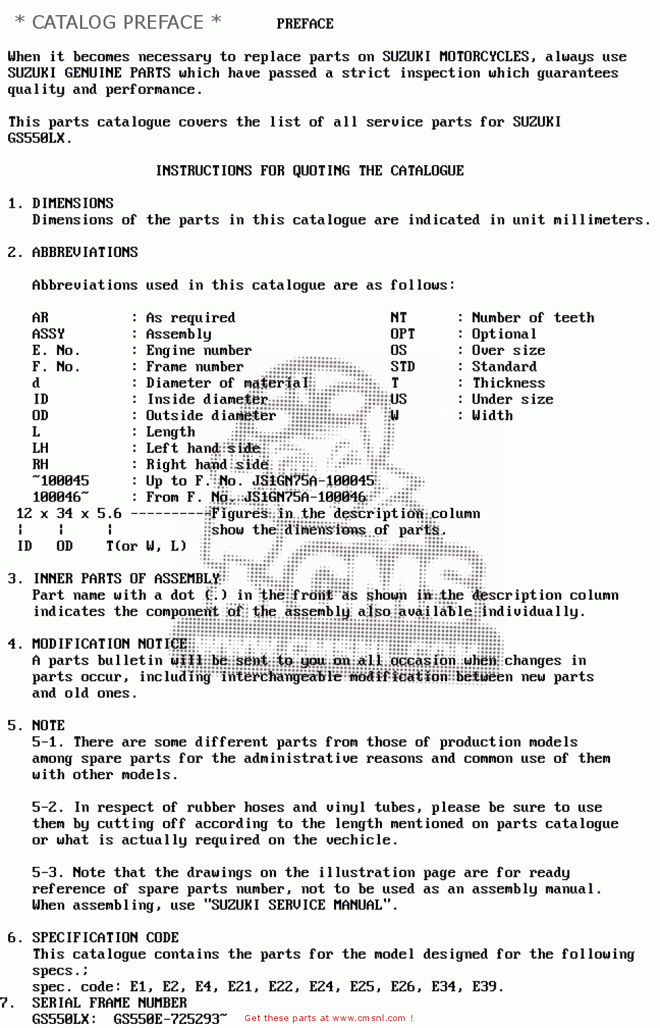 * CATALOG PREFACE * GS550L 1981 (X) (E01 E02 E04 E21 E22 E24 E25 E26 E34 E39)