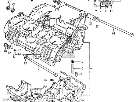 CRANKCASE - GS550L 1981 (X) (E01 E02 E04 E21 E22 E24 E25 E26 E34 E39)