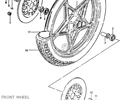 FRONT WHEEL - GS550L 1981 (X) (E01 E02 E04 E21 E22 E24 E25 E26 E34 E39)