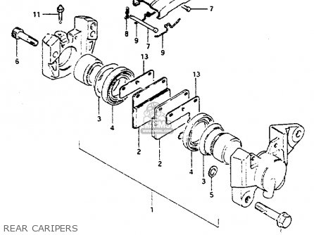 REAR CARIPERS - GS550L 1981 (X) (E01 E02 E04 E21 E22 E24 E25 E26 E34 E39)