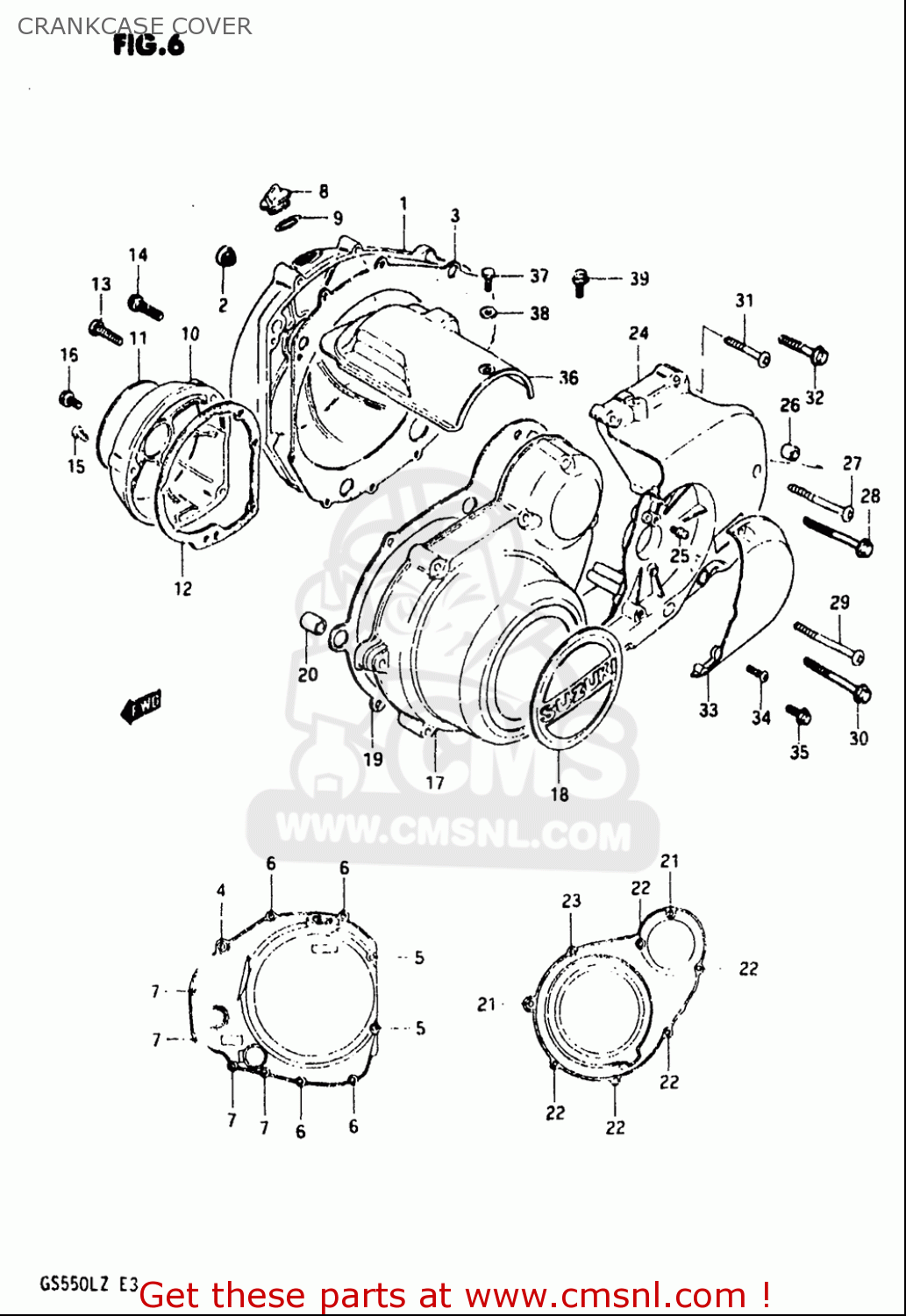 Suzuki GS550L 1981 (X) USA (E03) CRANKCASE COVER - buy original ...