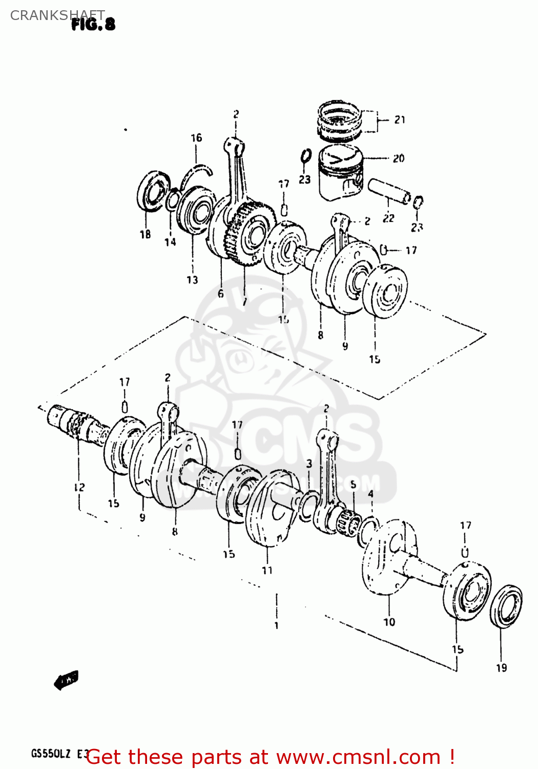 CRANKSHAFT GS550L 1981 (X) USA (E03)