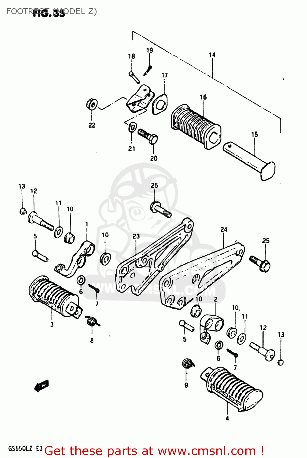 FOOTREST (MODEL Z) GS550L 1981 (X) USA (E03)